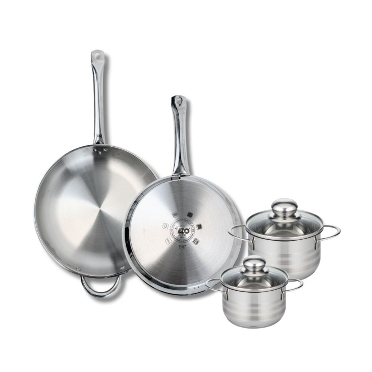 Batterie de cuisine Profi Brillant en inox - 2 poêles et 2 faitouts