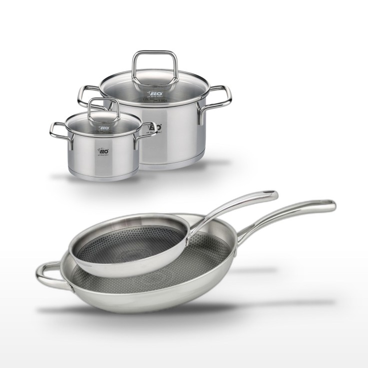 Batterie de cuisine Relief Evolution en inox - 28/32 cm - 14/20 cm