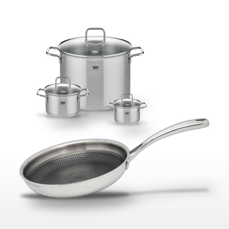 Batterie de cuisine Relief Evolution en inox - 12/16/26/28 cm