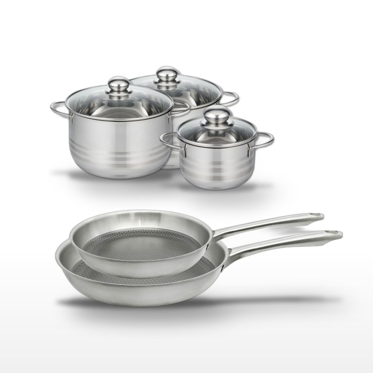 Batterie de cuisine Relief Passion en inox - 5 pièces - 16 à 28 cm