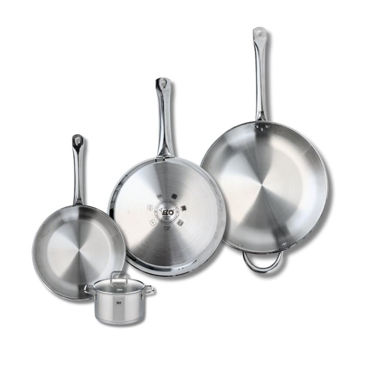 Batterie de cuisine Profi Citrin en inox - 3 poêles et 1 faitout