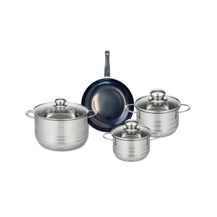 Batterie de cuisine Prima Brillant en aluminium et inox - 14/16/20 cm - noire