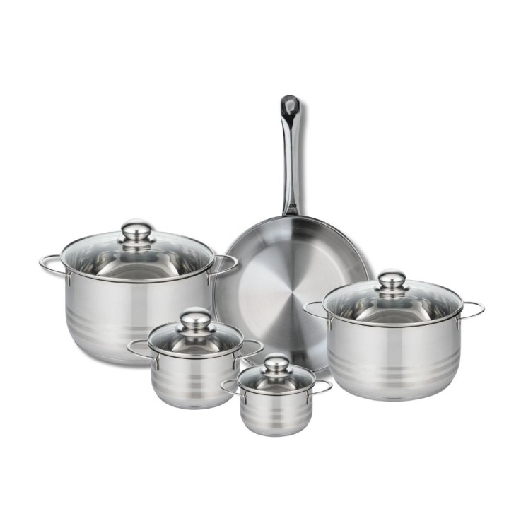Batterie de cuisine Profi Brillant en inox - 5 pièces - poêle et faitouts