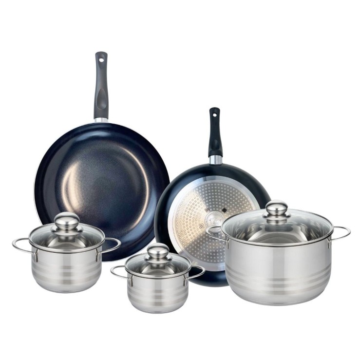 Batterie de cuisine Prima Brillant en aluminium et inox - 5 pièces - noir