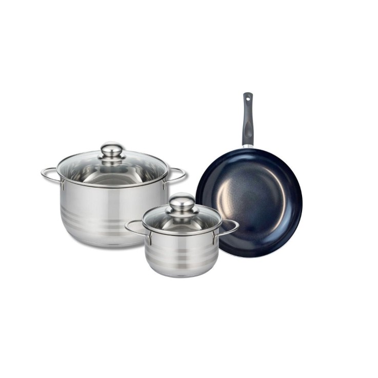 Batterie de cuisine Prima Brillant en aluminium et inox - 16 et 24 cm