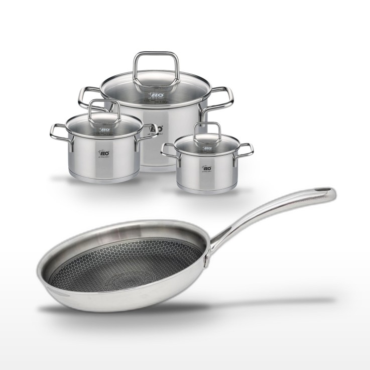 Batterie de cuisine Relief Evolution en inox - 12, 20 et 24 cm