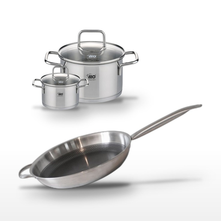 Batterie de cuisine Relief Solution en inox - 12, 20 et 32 cm