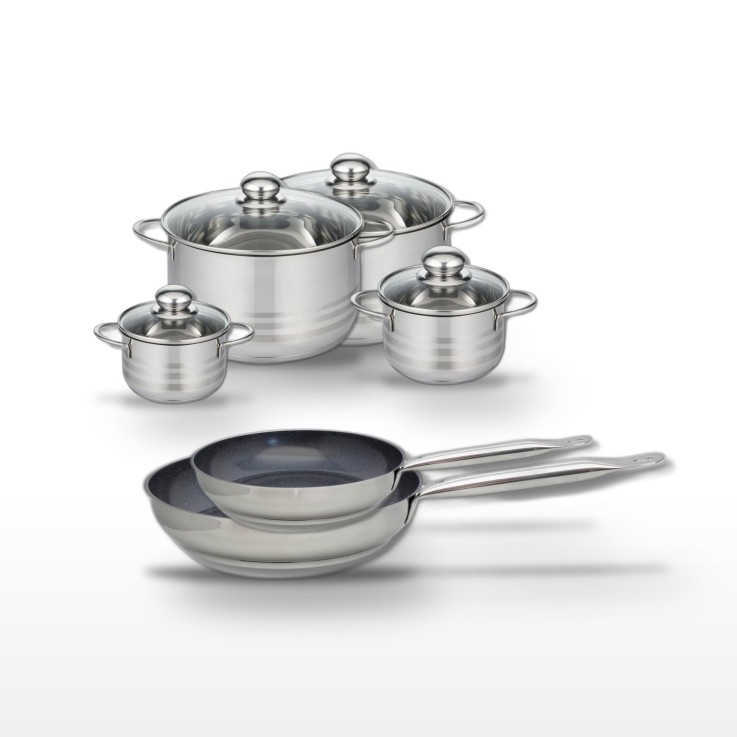 Batterie de cuisine Profi Therm Platinum en inox et céramique - grise