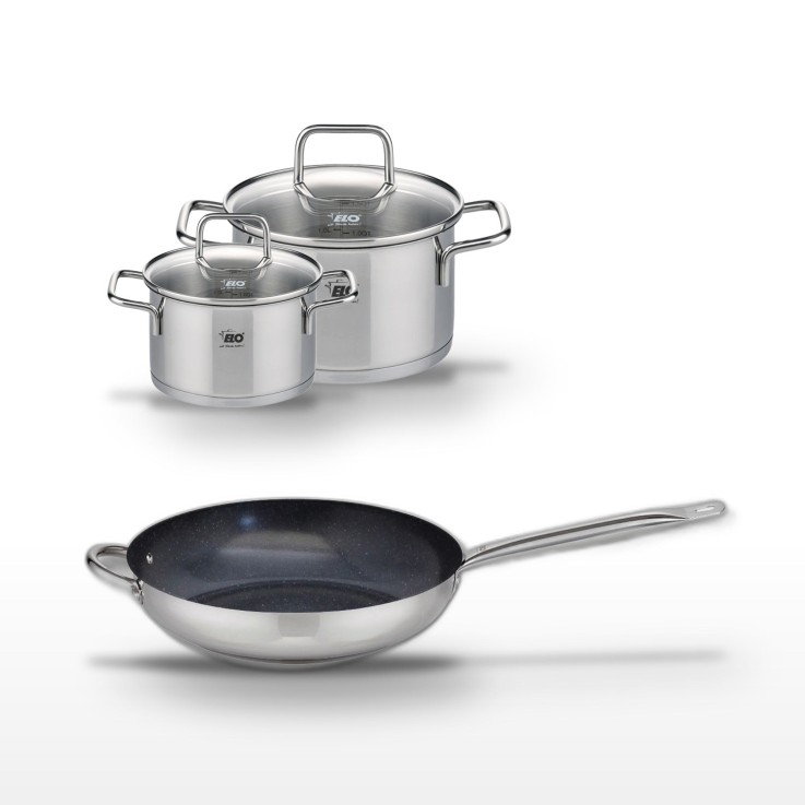 Batterie de cuisine Profi Therm Platinum en inox - poêle 32 cm - faitouts 12/16 cm