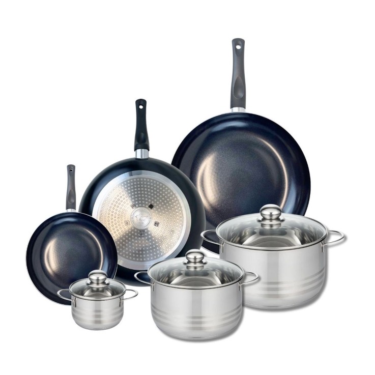Batterie de cuisine Prima Brillant en aluminium et inox - 6 pièces