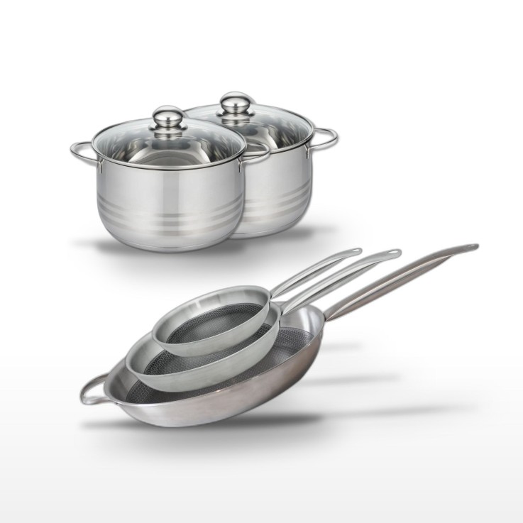 Batterie de cuisine Relief Solution en inox - 5 pièces - noire
