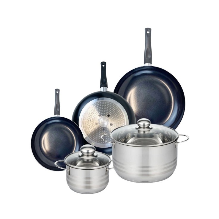 Batterie de cuisine Prima Brillant en aluminium et inox - 5 pièces assorties