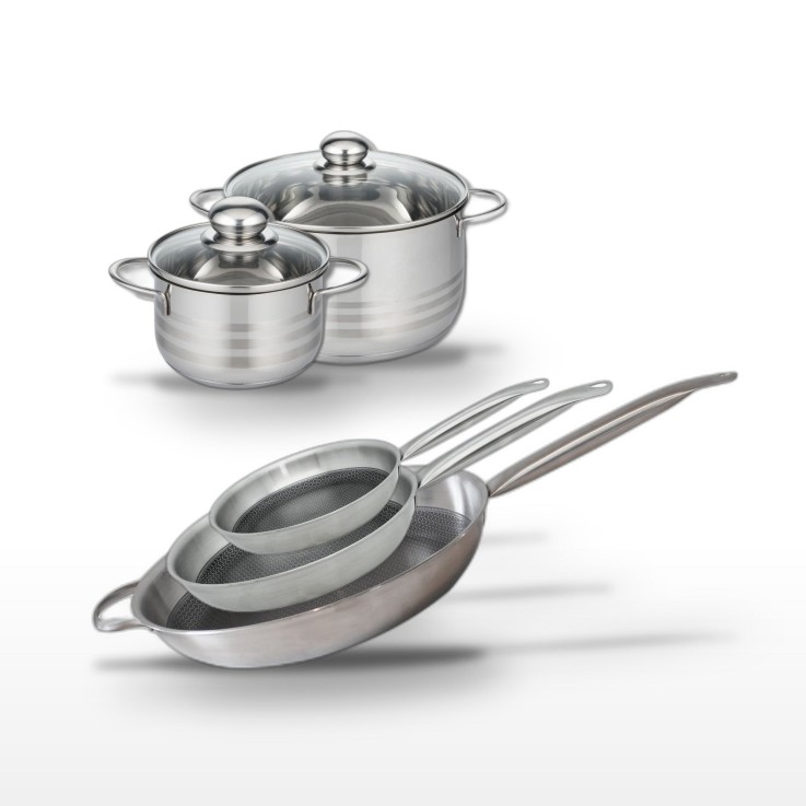 Batterie de cuisine Relief Solution en inox - 5 pièces - noir