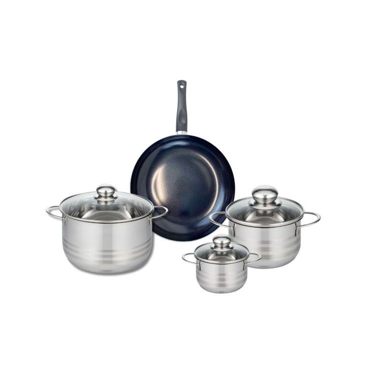Batterie de cuisine Prima Brillant en aluminium et inox - 7 pièces