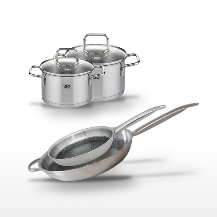 Batterie de cuisine Relief Solution en inox - 32/28 et 16/14 cm - gris