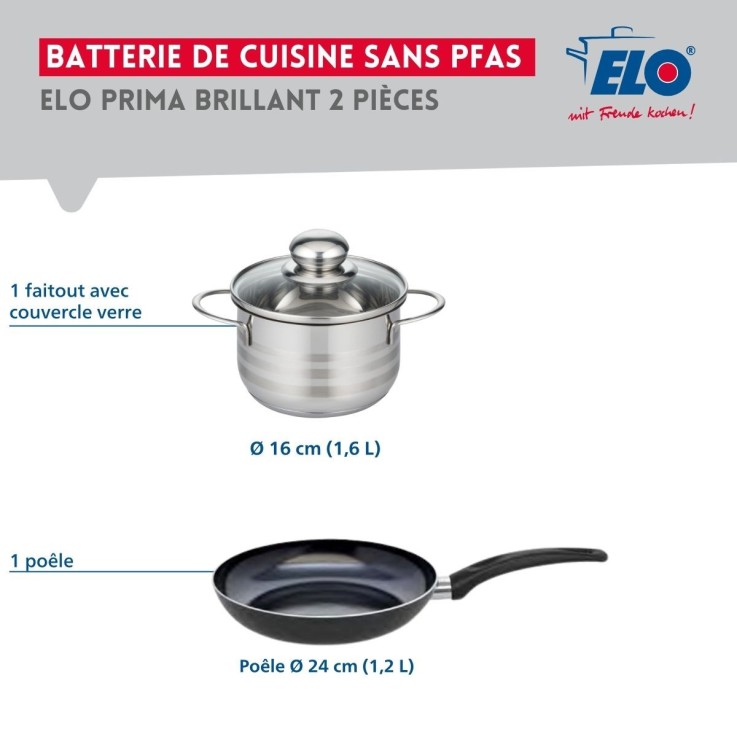Ensemble de cuisson Prima Brillant en aluminium et inox - 24 cm - 16 cm
