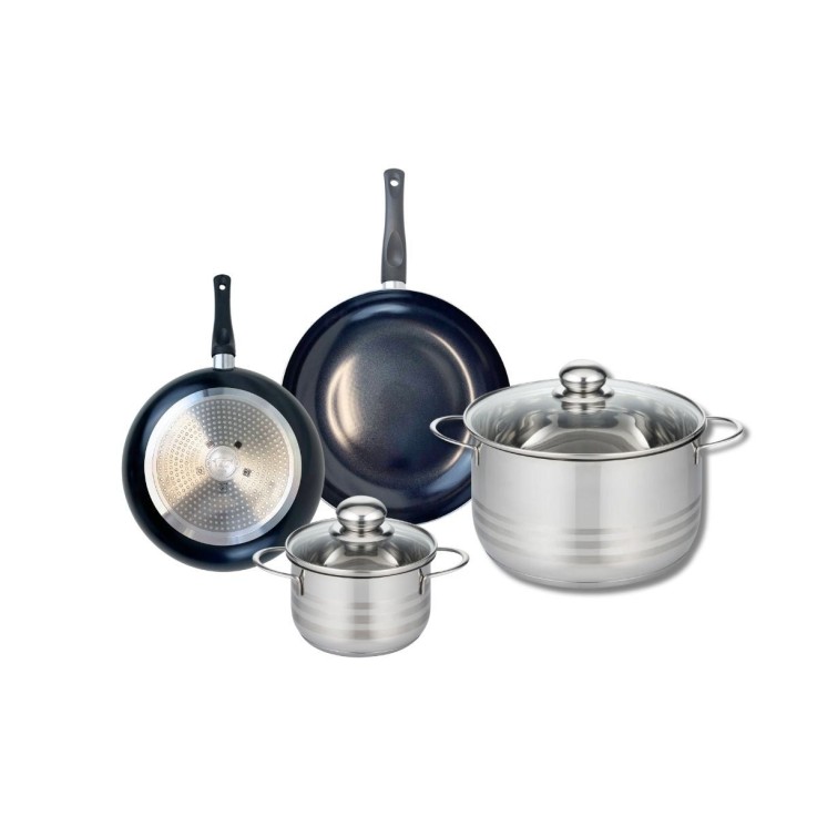Batterie de cuisine Prima Brillant en aluminium et inox - 4 pièces - noire