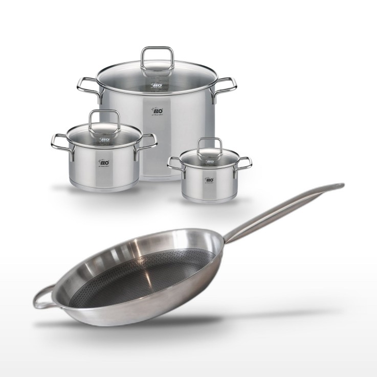 Batterie de cuisine Relief Solution en inox et aluminium - 16/20/26/32 cm