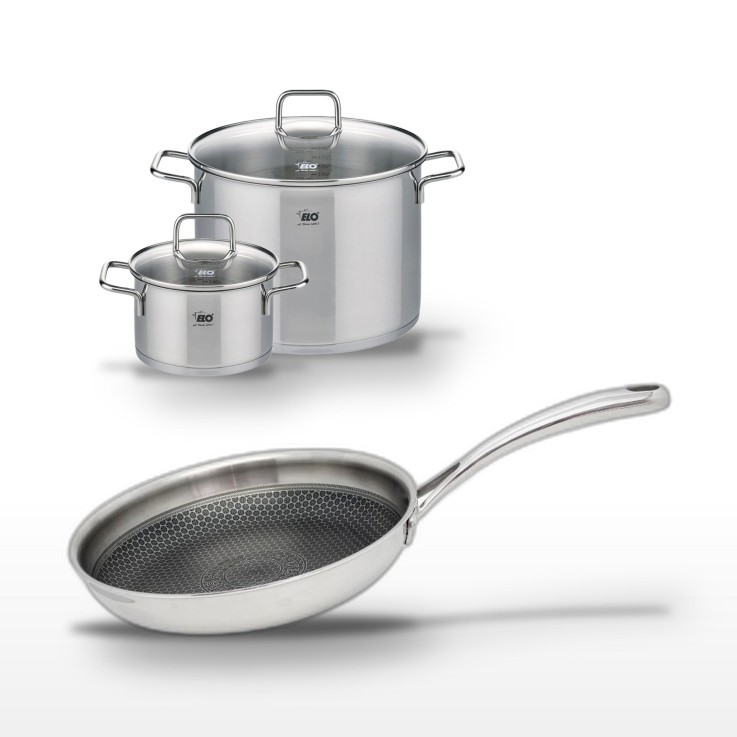 Batterie de cuisine Relief Evolution en inox - 24, 20 et 26 cm