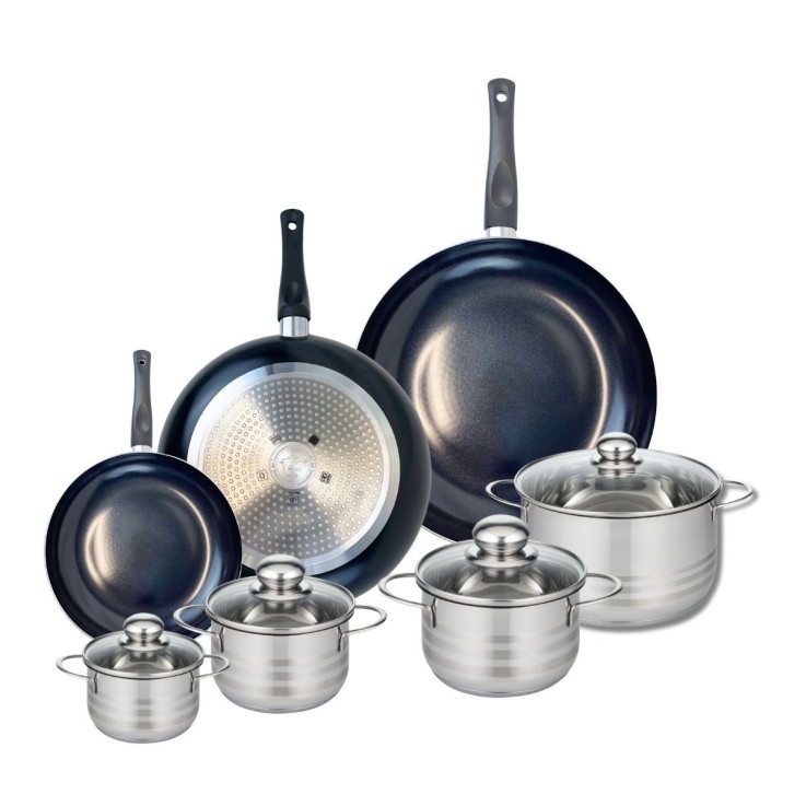 Batterie de cuisine Prima Brillant en aluminium et inox - ensemble 7 pièces