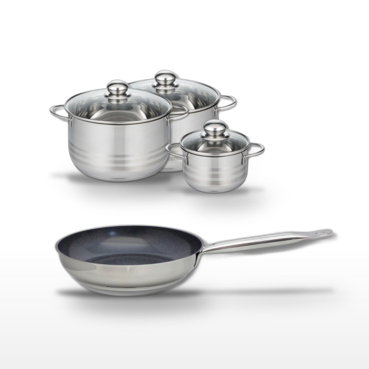 Ensemble Profi Therm Platinum en inox - poêle 28 cm - faitouts 14/20/24 cm
