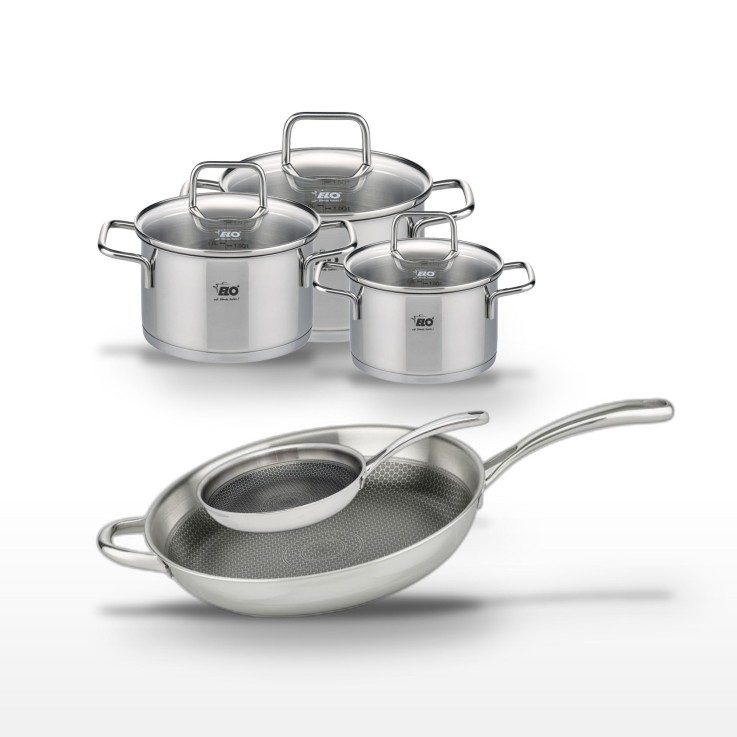 Batterie de cuisine Relief Evolution en inox - 24/32 cm - 12/14/16 cm