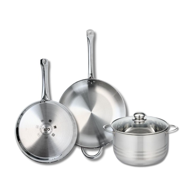 Batterie de cuisine Profi Brillant en inox - 28, 32 et 24 cm