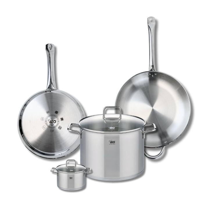 Batterie de cuisine Profi Citrin en inox - 2 poêles et 2 faitouts