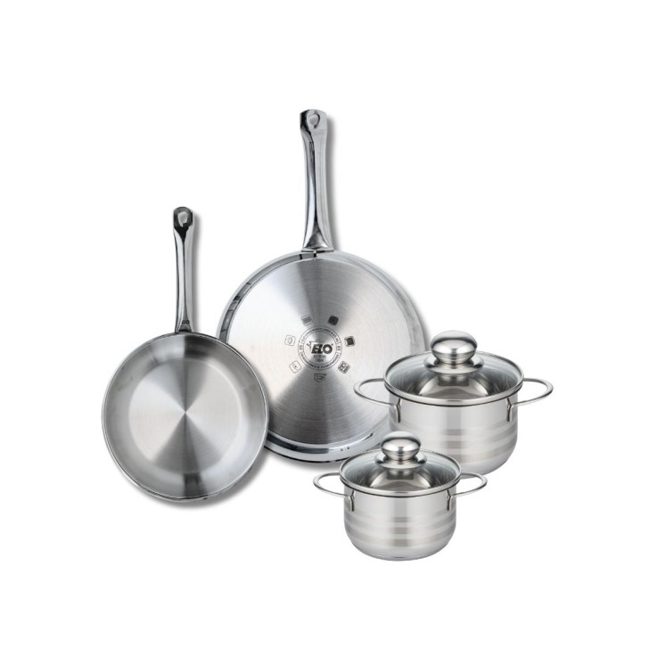 Batterie de cuisine Profi Brillant en inox - 2 poêles et 2 faitouts