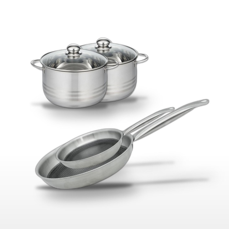 Batterie de cuisine Relief Solution en inox - noire