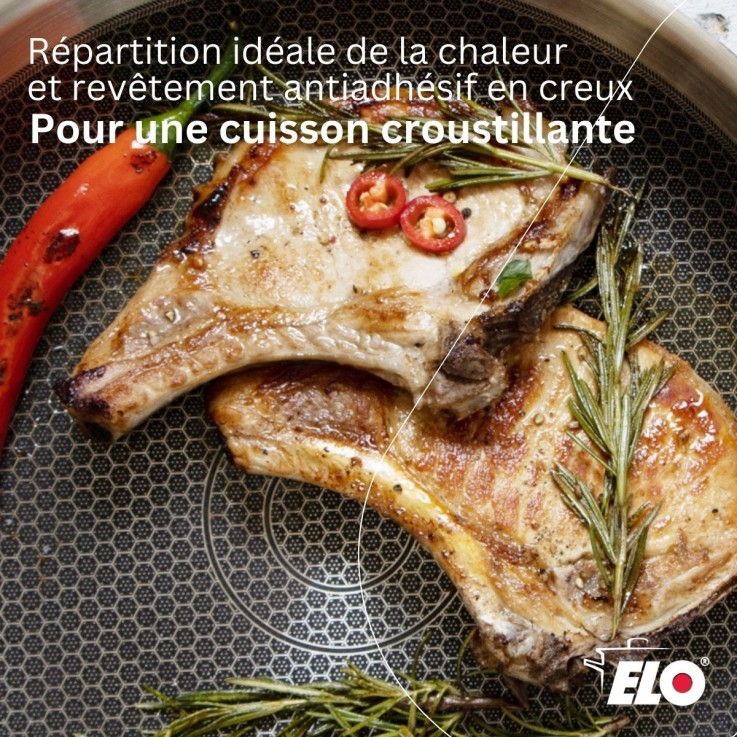Batterie de cuisine Relief Evolution en inox - poêles et faitouts 20/24/26/28/32 cm