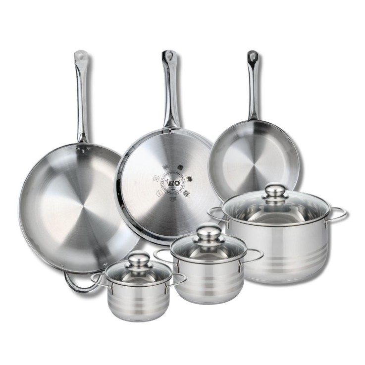Batterie de cuisine Profi Brillant en inox - 3 poêles et 3 faitouts