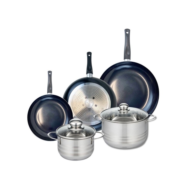 Batterie de cuisine Prima Brillant en aluminium revêtu et inox - 16, 20, 24 et 28 cm - noire