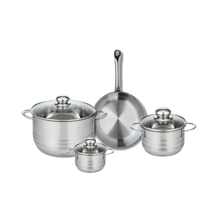 Batterie de cuisine Profi Brillant en inox - poêle 24 cm et faitouts 12, 16 et 24 cm