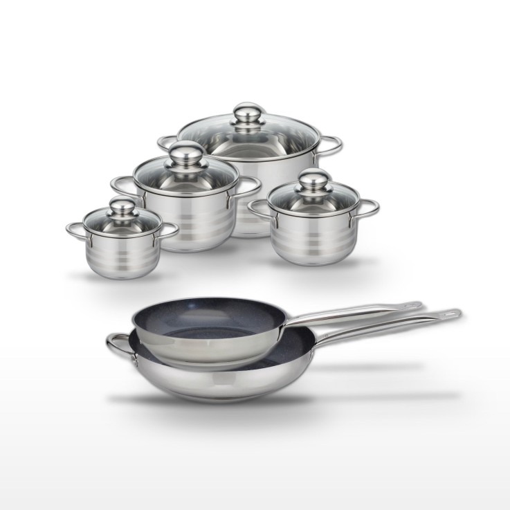 Batterie de cuisine Profi Therm Platinum en inox revêtu - 6 pièces - gris