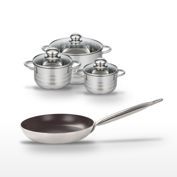 Batterie de cuisine Bistro Line en aluminium et inox - 28 cm - 14/16/24 cm