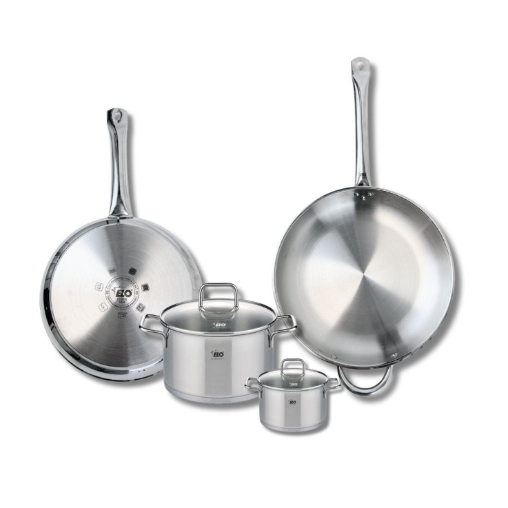 Batterie de cuisine Profi Citrin en inox - 2 poêles et 2 faitouts