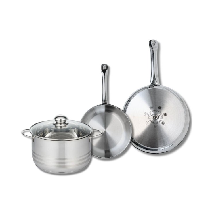 Batterie de cuisine Profi Brillant en inox - 24 et 28 cm - gris