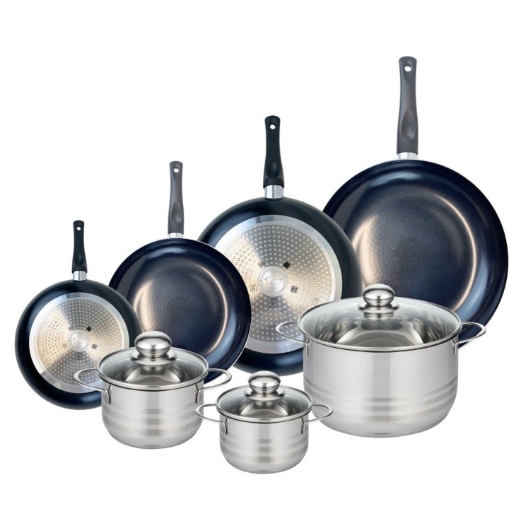 Batterie de cuisine Prima Brillant en aluminium et inox - 7 pièces