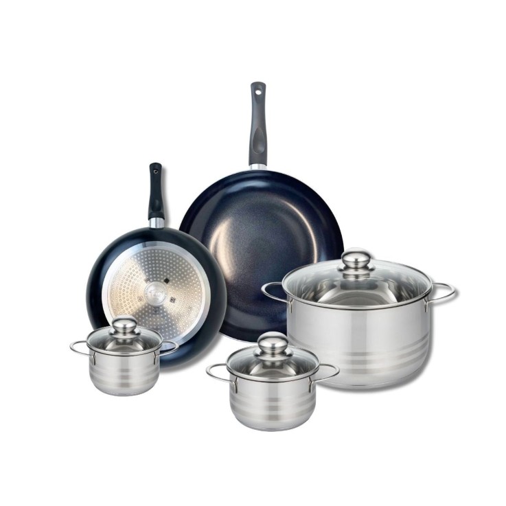 Batterie de cuisine Prima Brillant en aluminium et inox - 5 pièces - noir
