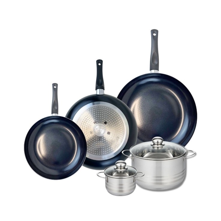Batterie de cuisson Prima Brillant en aluminium et inox - 5 pièces - noire
