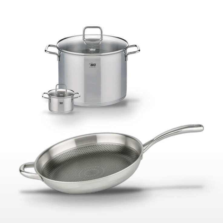 Batterie de cuisine Relief Evolution en inox - 26, 12 et 32 cm
