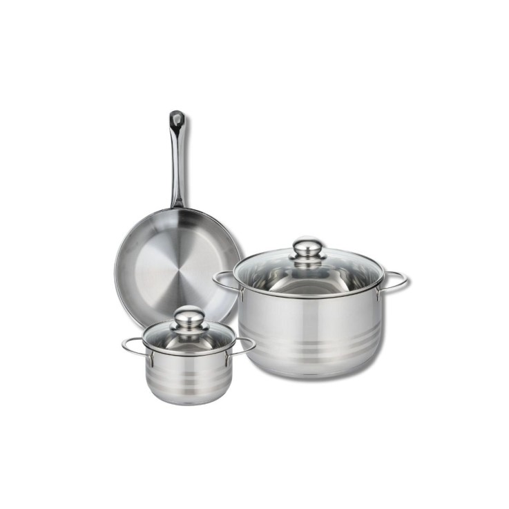Ensemble de cuisson Profi Brillant en inox - 3 pièces - poêle et faitouts