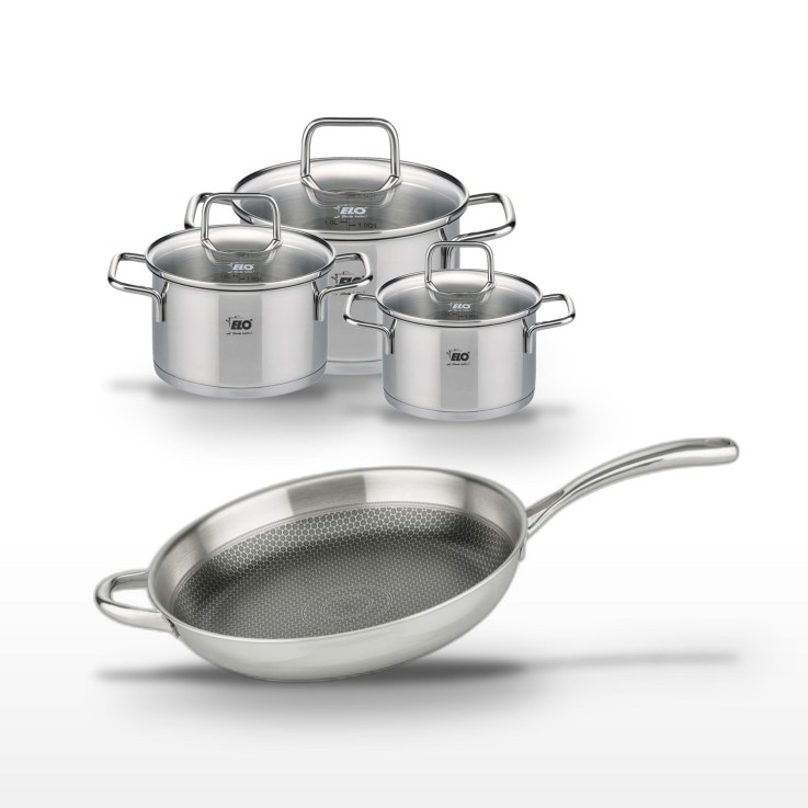 Batterie de cuisine Relief Evolution en inox - 32 cm - 14, 16 et 20 cm