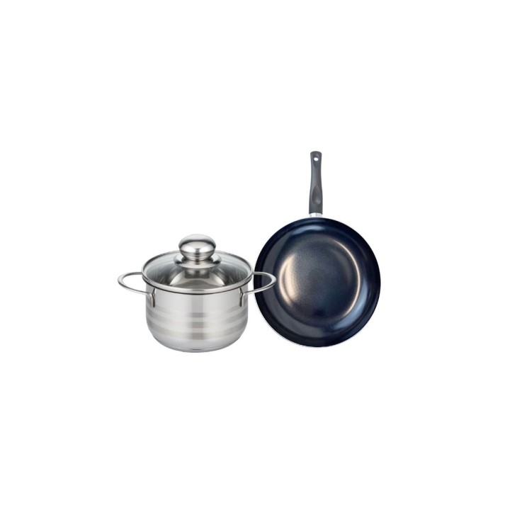 Ensemble de cuisson Prima Brillant en aluminium et inox - 20 cm et 16 cm - noir