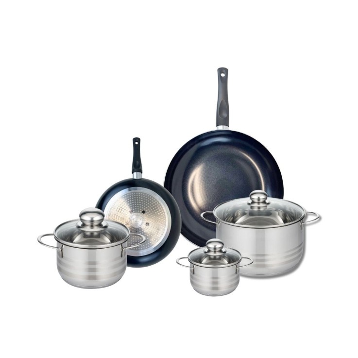 Batterie de cuisine Prima Brillant en aluminium et inox - 5 pièces - noire