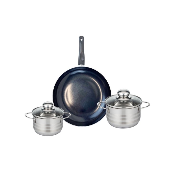 Batterie de cuisine Prima Brillant en aluminium et inox - 3 pièces