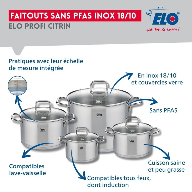Batterie de cuisine Profi Citrin en inox - 5 pièces - gris
