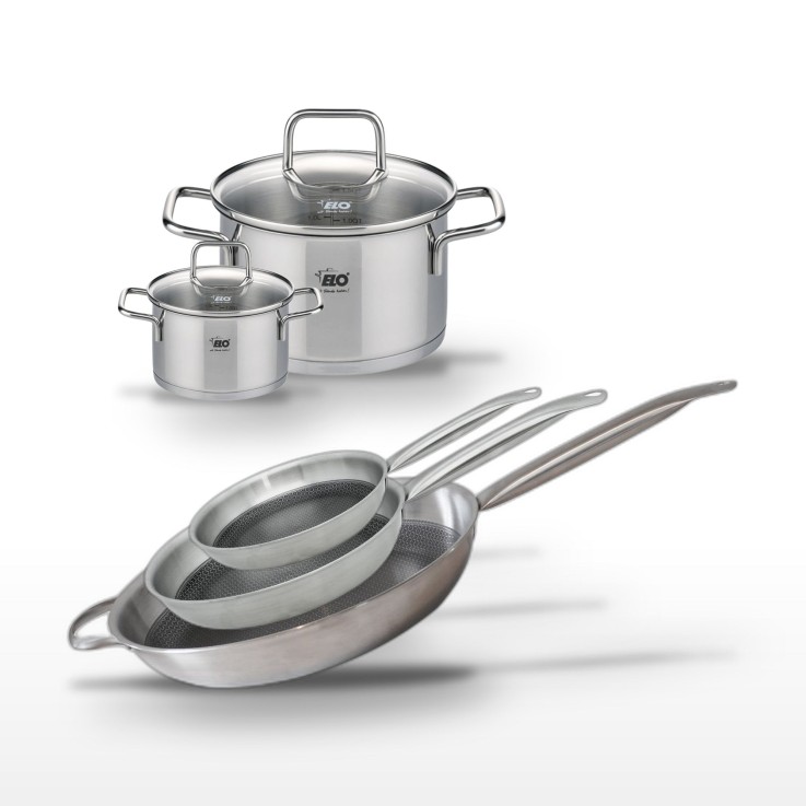 Lot de poêles Relief Solution et faitouts Citrin en inox - noir