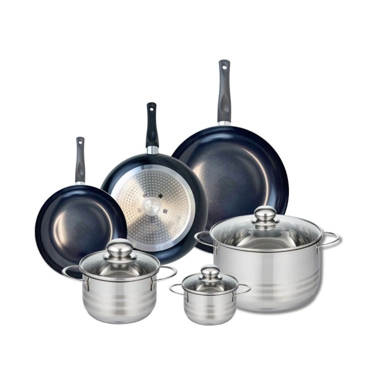 Batterie de cuisine Prima Brillant en aluminium et inox - poêles et faitouts